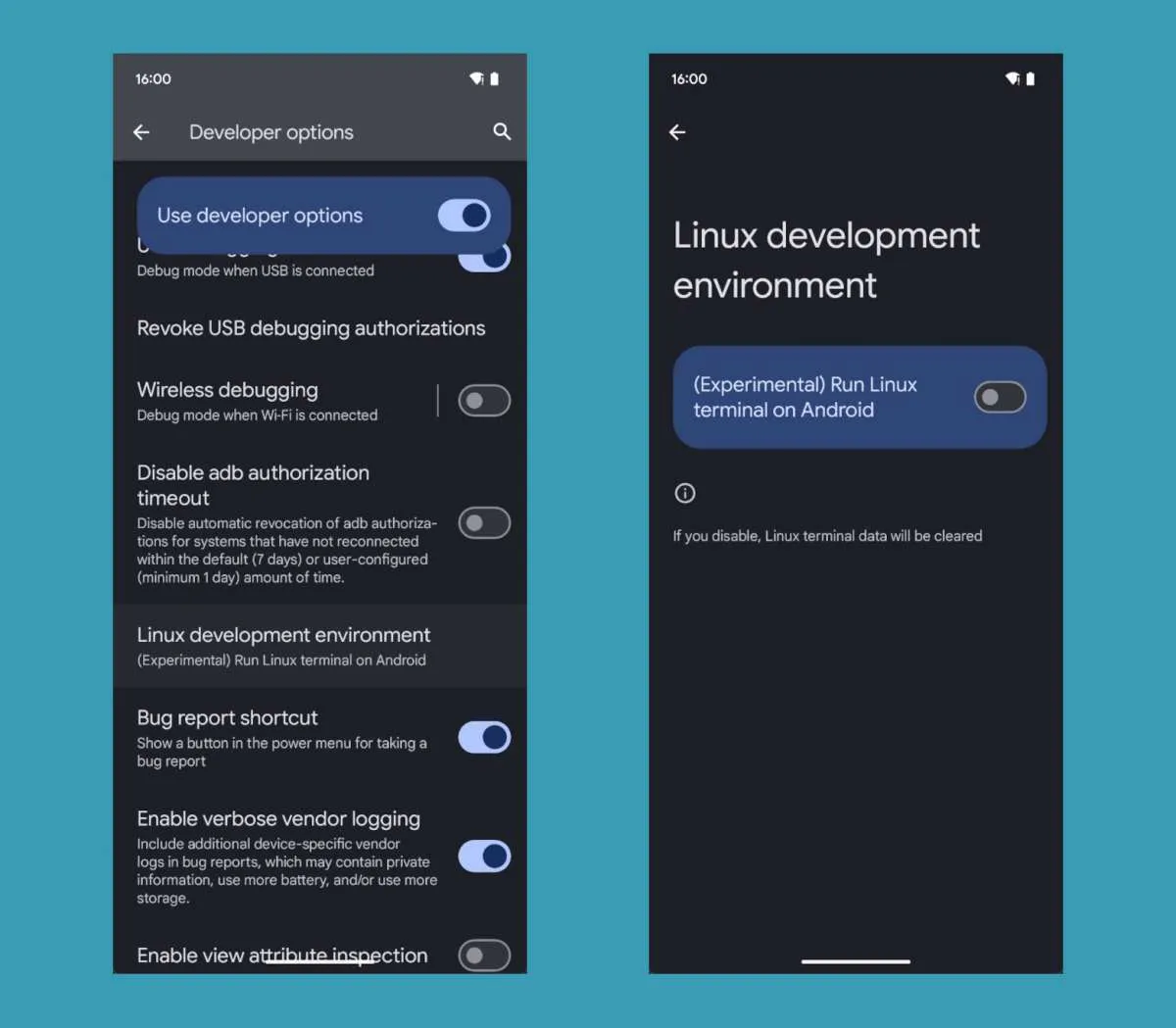 Terminal Linux Android 16
