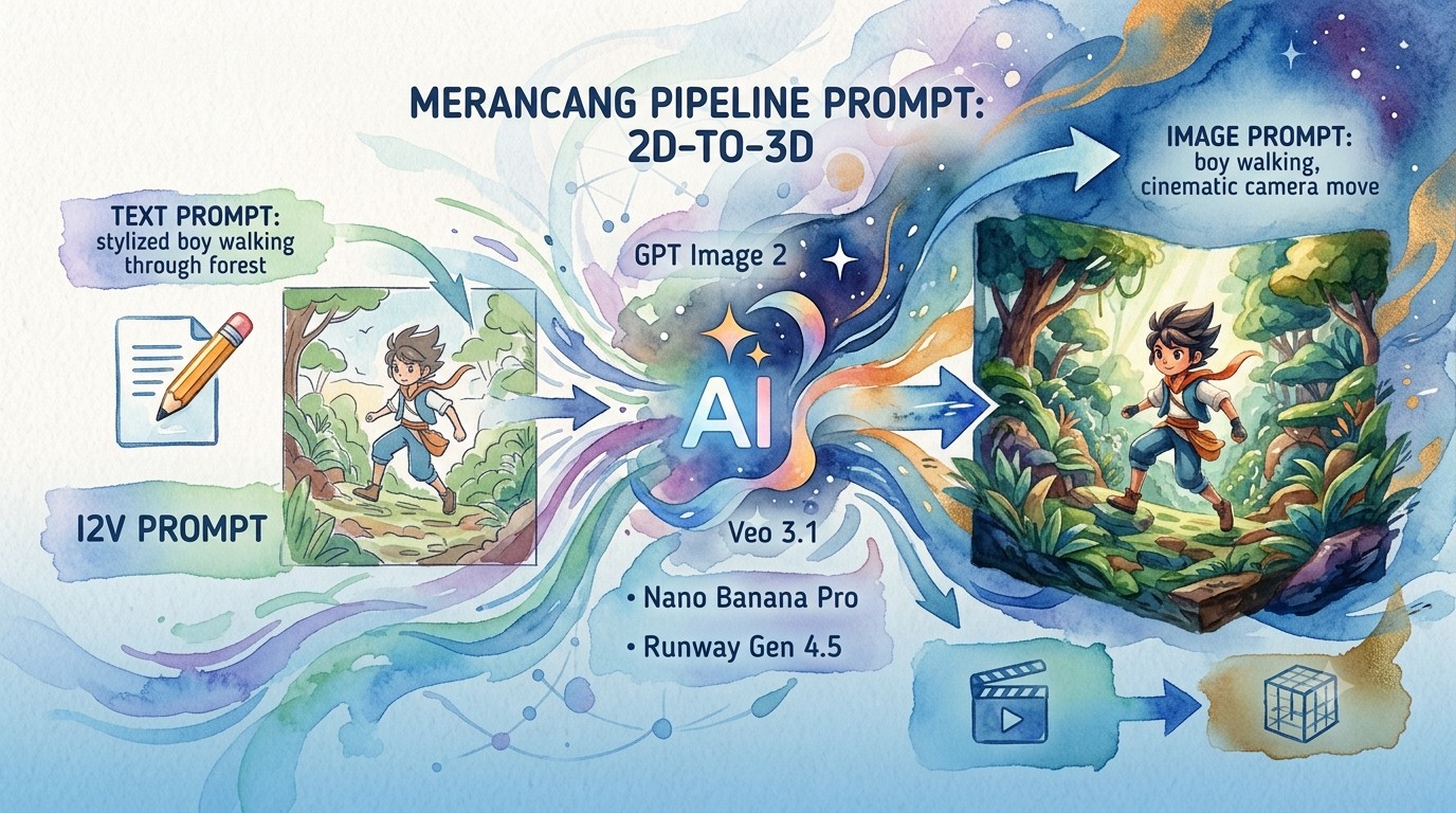Merancang Prompt Text-to-Image dan Image-to-Video untuk Efek 2D-to-3D